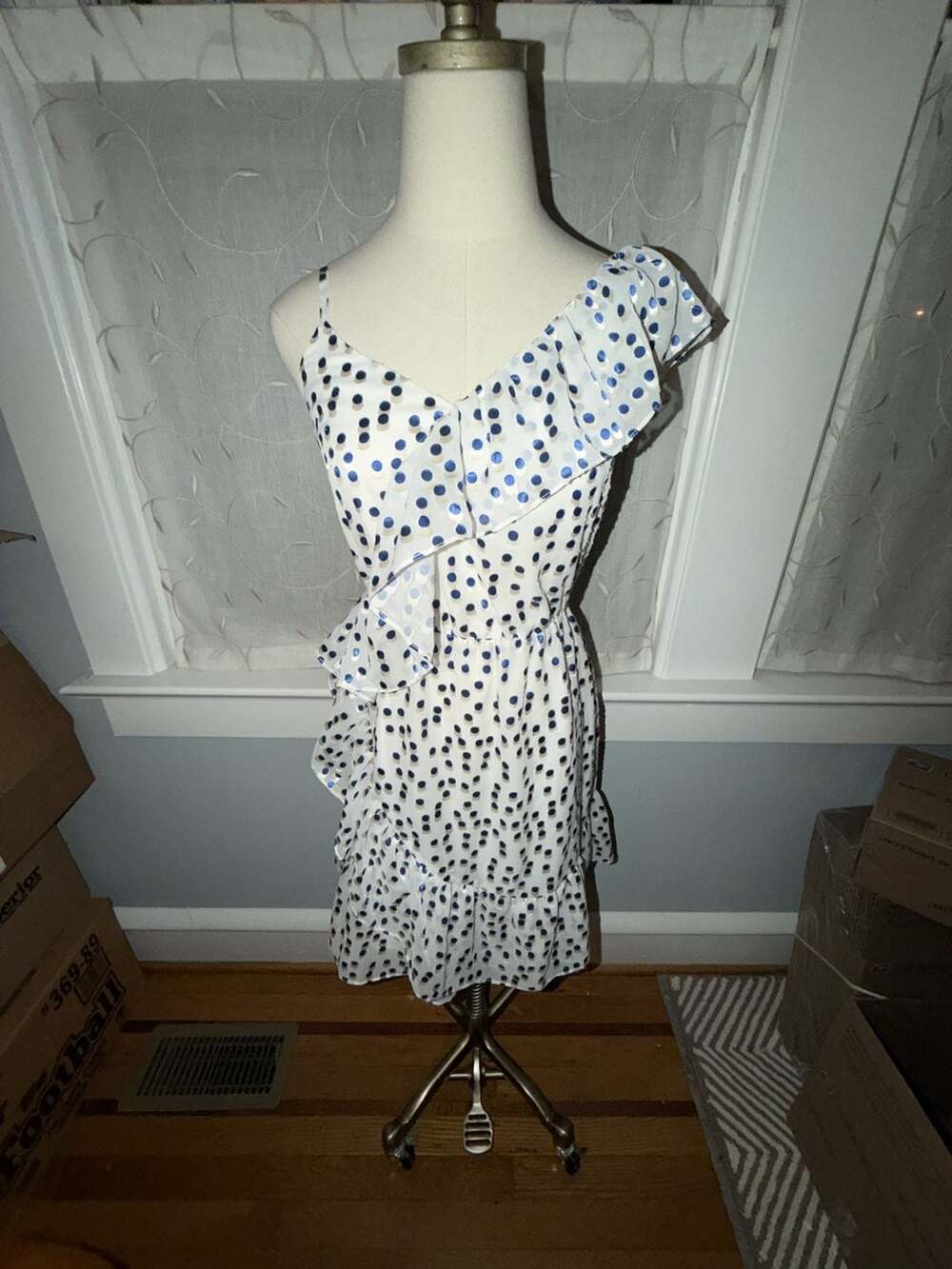 Lilly Pulitzer Madelina White Polka Dot Ruffle One Shoulder Dress XXS
